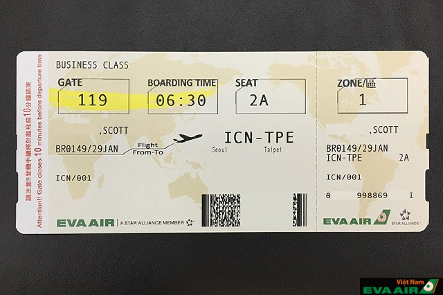 Vé máy bay EVA Air hạng Thương gia