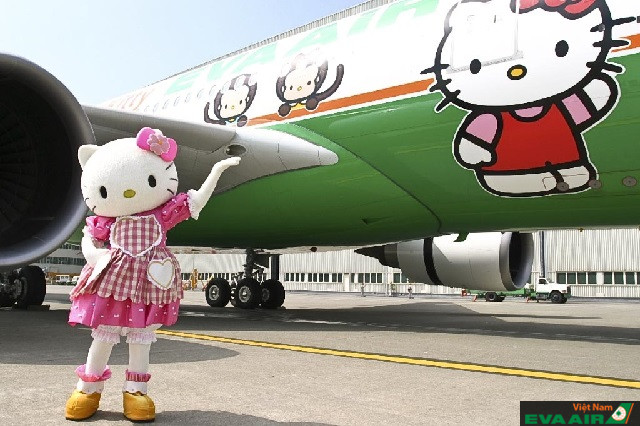 EVA Air đã xây dựng một đội bay theo ý tưởng Hello Kitty cực kỳ xinh xắn và đáng yêu