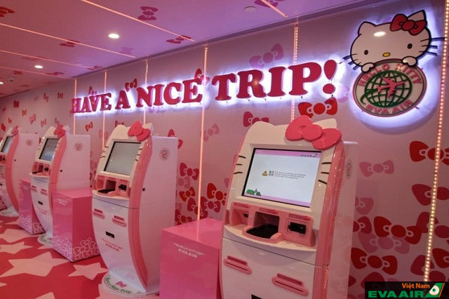 Khu vực quầy check-in ấn tượng theo ý tưởng Hello Kitty