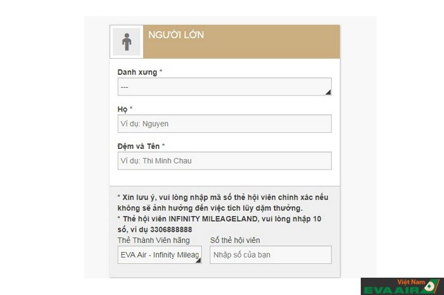 Cung cấp đủ thông tin là điều nên làm khi đặt vé EVA Air