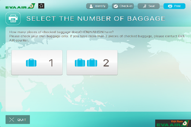 Bước 9 khi tiến hành tự check-in tại các kiosk tự check-in của hãng hàng không EVA Air