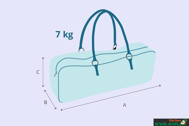 Hành lý xách tay có trọng lượng 7 kg và kích thước không quá 115 cm