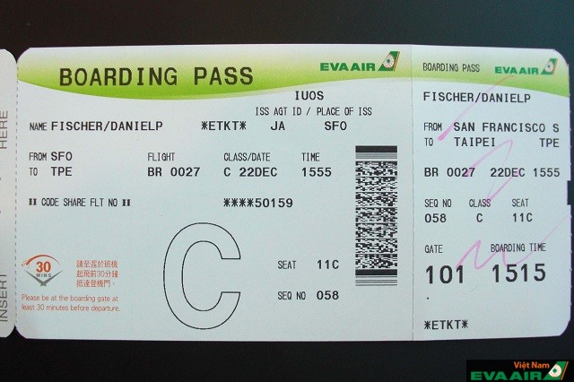 Thẻ lên máy bay EVA Air là thẻ hành khách được nhận khi làm thủ tục lên máy bay