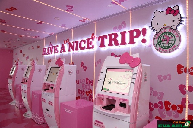 Các kiosk Hello Kitty chỉ có ở Đài Loan và dành riêng cho các hành khách bay cùng Hello Kitty Jet