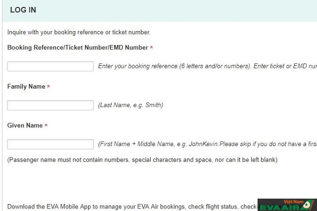 Điền các thông tin bắt buộc theo hướng dẫn để đăng nhập và kiểm tra thông tin cá nhân hành khách