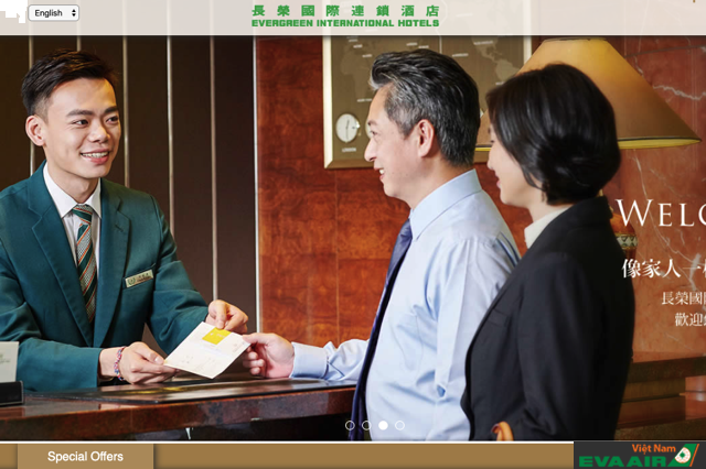Từ website của EVA Air bạn có thể dễ dàng đi đến trang đặt phòng khách sạn của Evergreen