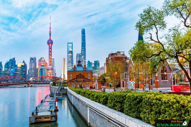Một góc thơ mộng của Thượng Hải ven bờ sông Hoàng Phố nổi tiếng