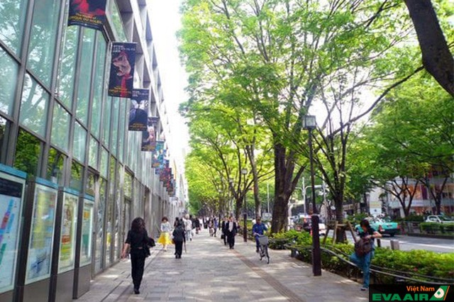 Omotesando không quá ồn ào với những cửa hàng thời trang cao cấp